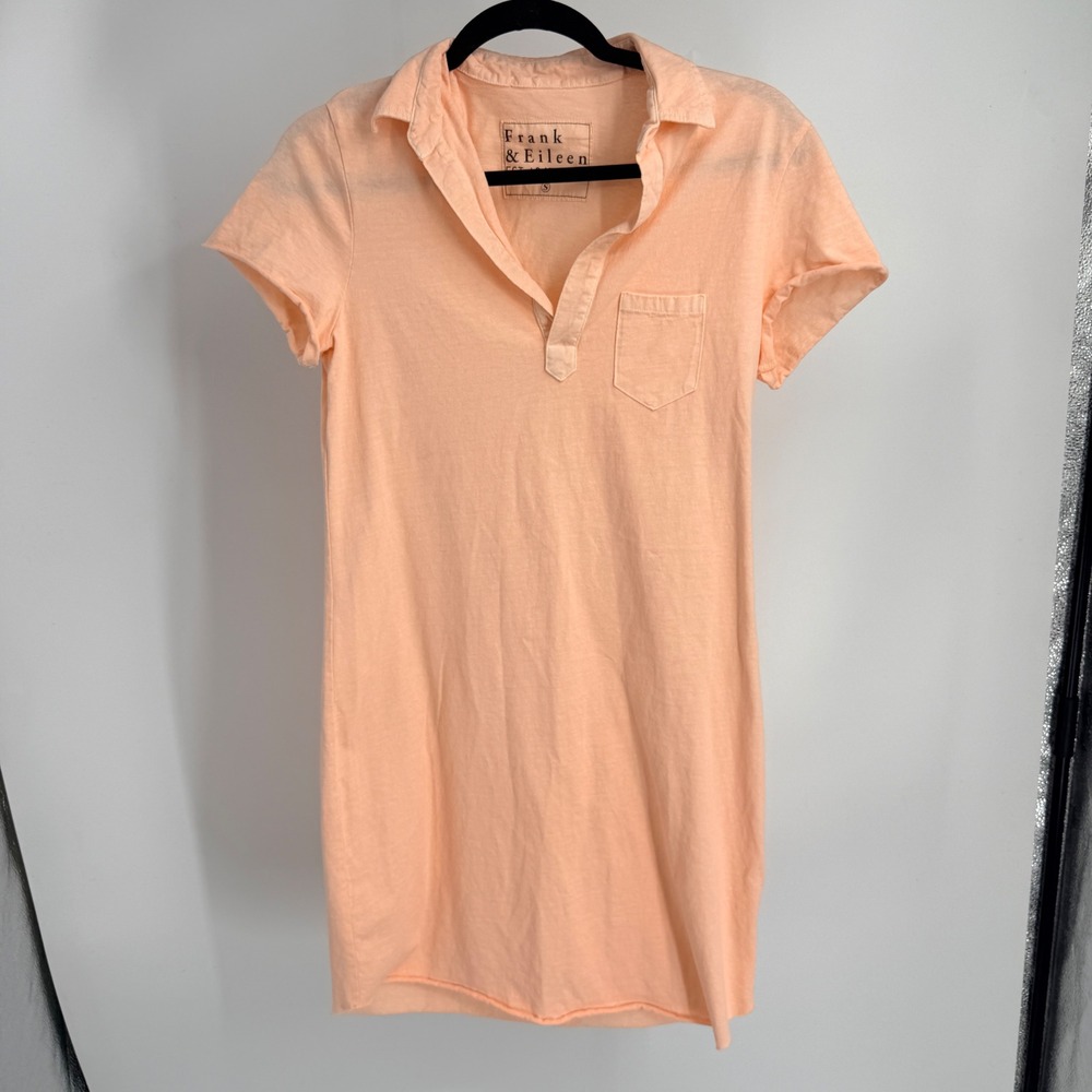 Frank &‎ Eileen Peach Orange Short Sleeve Cotton T-Shirt Dress S Casual Polo